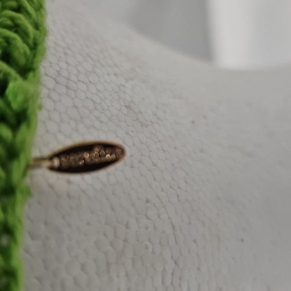 Free People Open Knit Crochet Skull Cap Beanie Hat Green w Orange Flowers - Picture 6 of 10